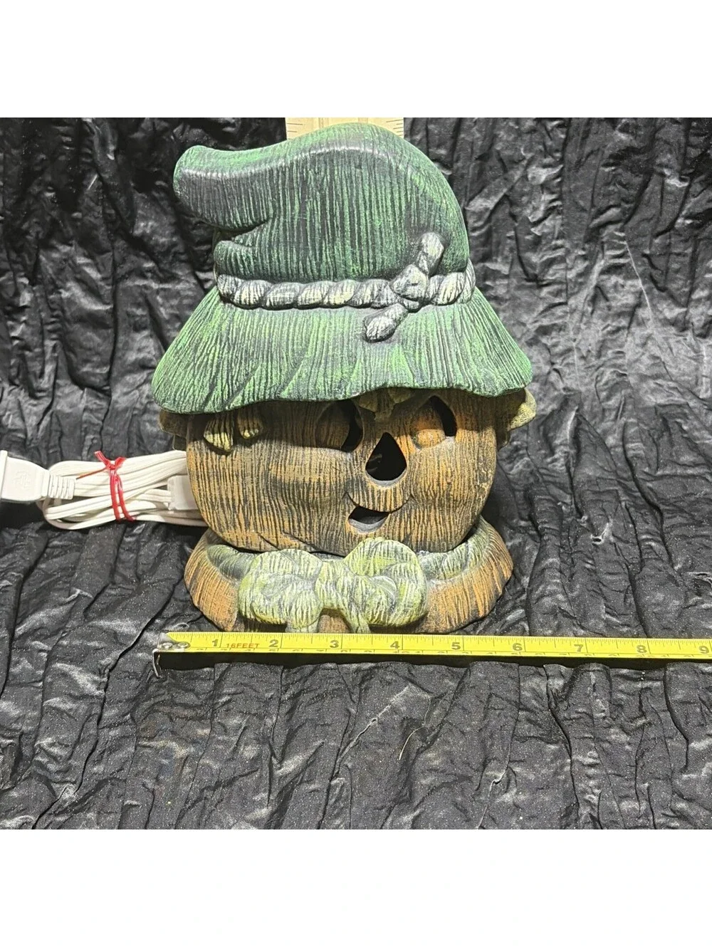 Vtg Halloween Ceramic Scarecrow Head Light Hand Painted